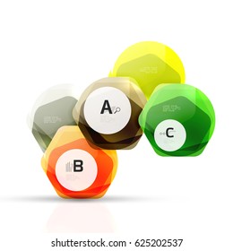 Geometrical hexagon aqua elements. Vector template background for print workflow layout, diagram, number options or web design banner