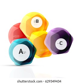 Geometrical hexagon aqua elements. Vector template background for print workflow layout, diagram, number options or web design banner