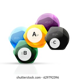 Geometrical hexagon aqua elements. Vector template background for print workflow layout, diagram, number options or web design banner