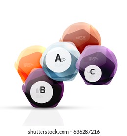 Geometrical hexagon aqua elements. Vector template background for print workflow layout, diagram, number options or web design banner