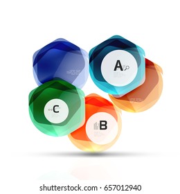 Geometrical hexagon aqua elements. Vector template background for print workflow layout, diagram, number options or web design banner