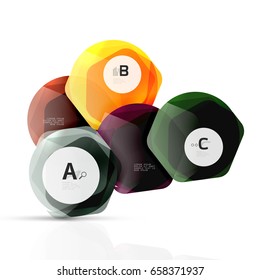 Geometrical hexagon aqua elements. Vector template background for print workflow layout, diagram, number options or web design banner
