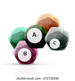 Geometrical hexagon aqua elements. Vector template background for print workflow layout, diagram, number options or web design banner