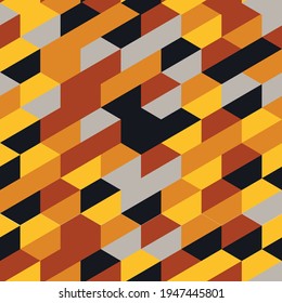 Geometrical hexagonal 5 color seamless pattern