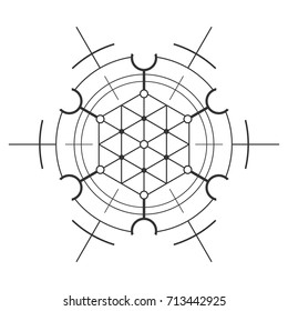 Geometrical hexagonal element. Sacred mysterious sign.