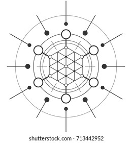 Geometrical hexagonal element. Sacred mysterious sign.