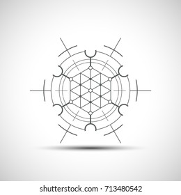 Geometrical hexagonal element. Sacred mysterious sign.