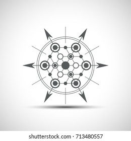 Geometrical hexagonal element. Sacred mysterious sign.