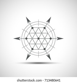 Geometrical hexagonal element. Technology and science sign.