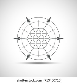 Geometrical hexagonal element. Technology and science sign.
