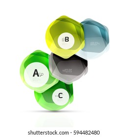 Geometrical hexagons abstract background, glossy shiny square style