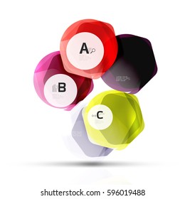 Geometrical hexagons abstract background, glossy shiny square style
