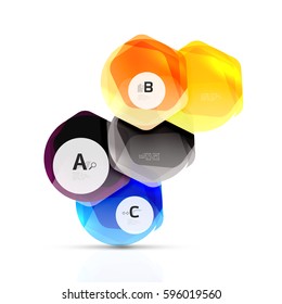 Geometrical hexagons abstract background, glossy shiny square style