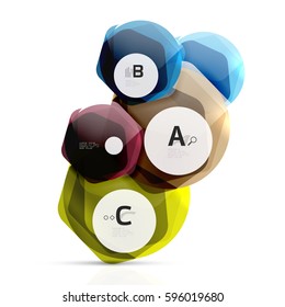 Geometrical hexagons abstract background, glossy shiny square style