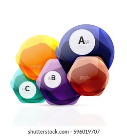Geometrical hexagons abstract background, glossy shiny square style