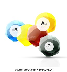 Geometrical hexagons abstract background, glossy shiny square style