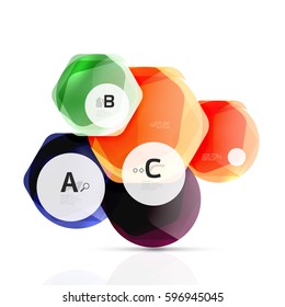 Geometrical hexagons abstract background, glossy shiny square style