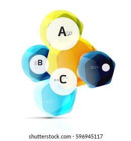 Geometrical hexagons abstract background, glossy shiny square style