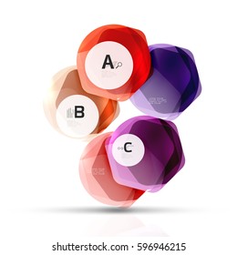 Geometrical hexagons abstract background, glossy shiny square style