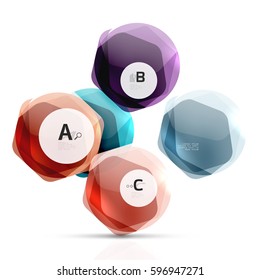 Geometrical hexagons abstract background, glossy shiny square style