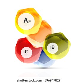 Geometrical hexagons abstract background, glossy shiny square style