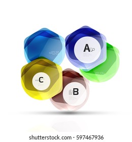 Geometrical hexagons abstract background, glossy shiny square style