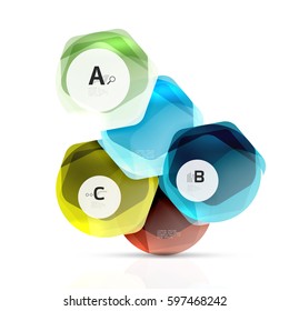 Geometrical hexagons abstract background, glossy shiny square style