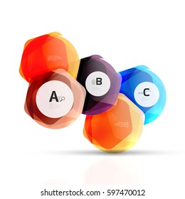 Geometrical hexagons abstract background, glossy shiny square style