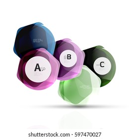 Geometrical hexagons abstract background, glossy shiny square style