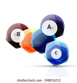 Geometrical hexagons abstract background, glossy shiny square style