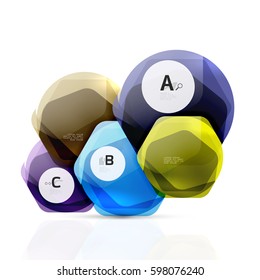 Geometrical hexagons abstract background, glossy shiny square style