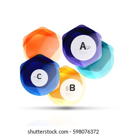 Geometrical hexagons abstract background, glossy shiny square style