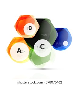 Geometrical hexagons abstract background, glossy shiny square style