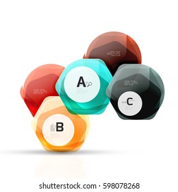 Geometrical hexagons abstract background, glossy shiny square style