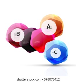 Geometrical hexagons abstract background, glossy shiny square style