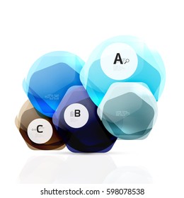 Geometrical hexagons abstract background, glossy shiny square style