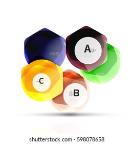 Geometrical hexagons abstract background, glossy shiny square style
