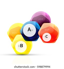 Geometrical hexagons abstract background, glossy shiny square style