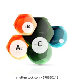 Geometrical hexagons abstract background, glossy shiny square style