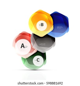 Geometrical hexagons abstract background, glossy shiny square style