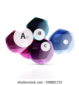 Geometrical hexagons abstract background, glossy shiny square style