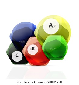 Geometrical hexagons abstract background, glossy shiny square style