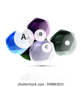 Geometrical hexagons abstract background, glossy shiny square style