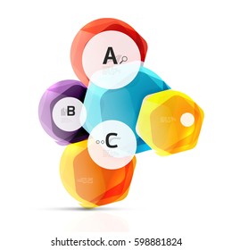 Geometrical hexagons abstract background, glossy shiny square style