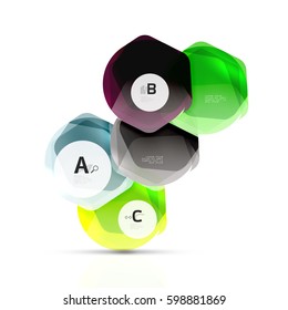 Geometrical hexagons abstract background, glossy shiny square style