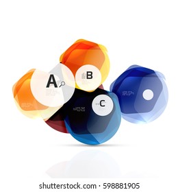 Geometrical hexagons abstract background, glossy shiny square style