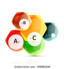 Geometrical hexagons abstract background, glossy shiny square style