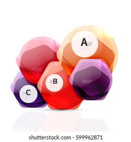 Geometrical hexagons abstract background, glossy shiny square style