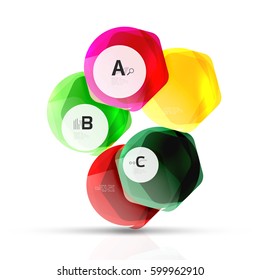 Geometrical hexagons abstract background, glossy shiny square style