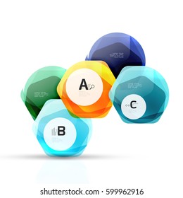Geometrical hexagons abstract background, glossy shiny square style